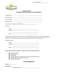 Document preview: Temporary Outdoor Sales Application/Permit - Volusia County, Florida