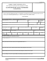 Document preview: Form FL/E-ME-815 Family Court Services (Fcs) Guardianship Questionnaire - County of Sacramento, California