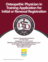 Form DH-MQA1172 Osteopathic Physician in Training Application for Initial or Renewal Registration - Florida