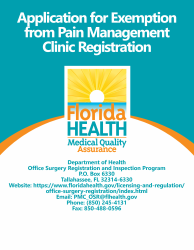 Document preview: Form DH-MQA5031 Application for Exemption From Pain Management Clinic Registration - Florida