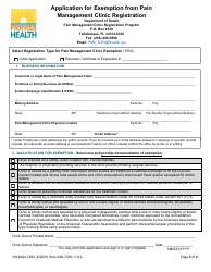 Form DH-MQA5031 Application for Exemption From Pain Management Clinic Registration - Florida, Page 2