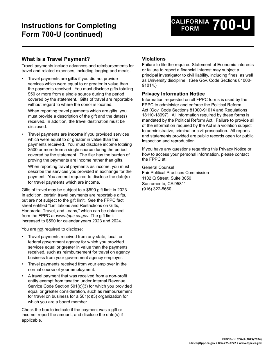 FPPC Form 700-U Statement of Economic Interests for Principal Investigators - California, Page 3
