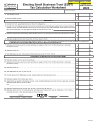 Document preview: Form 1041N Worksheet ESBT Electing Small Business Trust (Esbt) Tax Calculation Worksheet - Nebraska, 2023