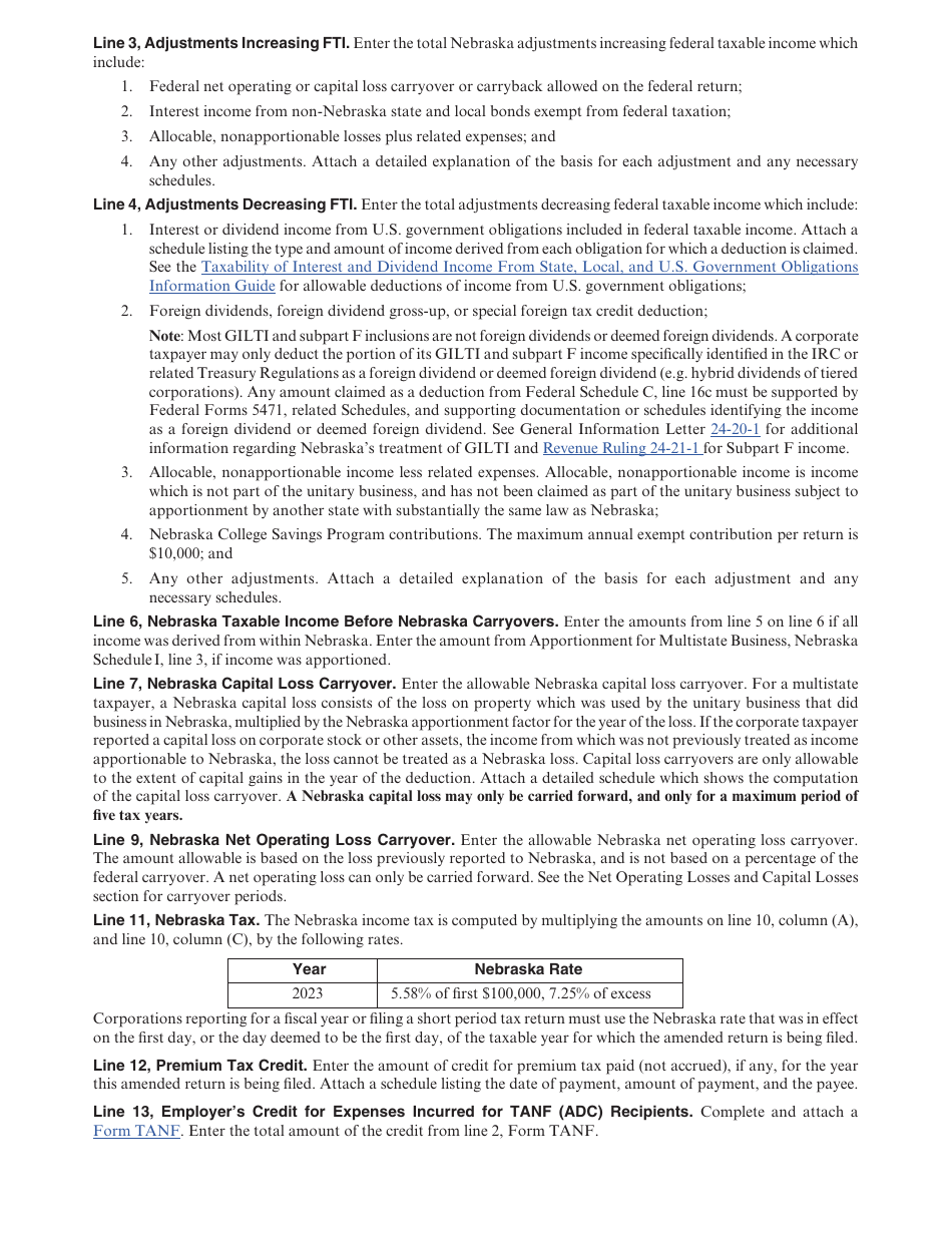 Form 1120XN Amended Nebraska Corporation Income Tax Return - Nebraska, Page 4