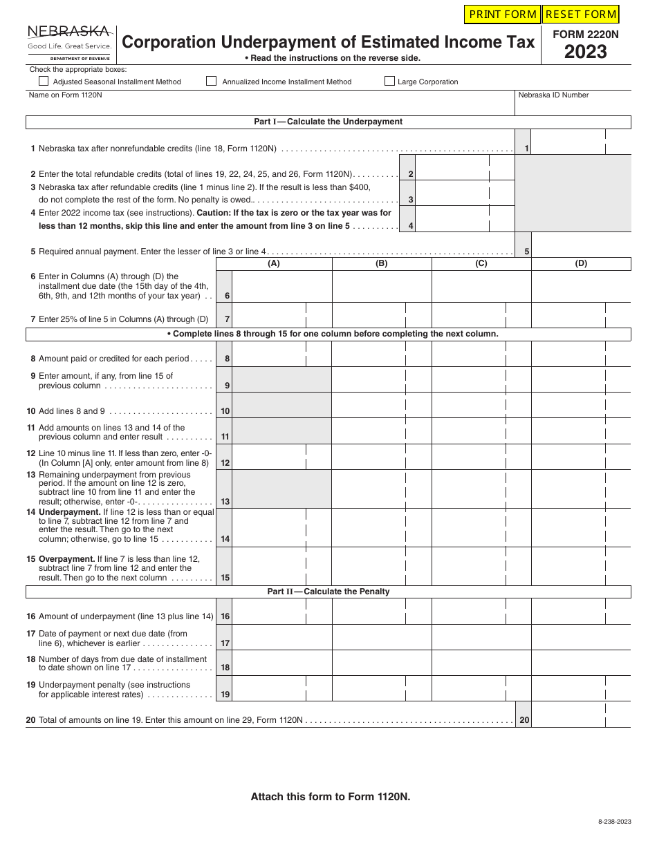 Form 2220N - 2023 - Fill Out, Sign Online and Download Fillable PDF ...