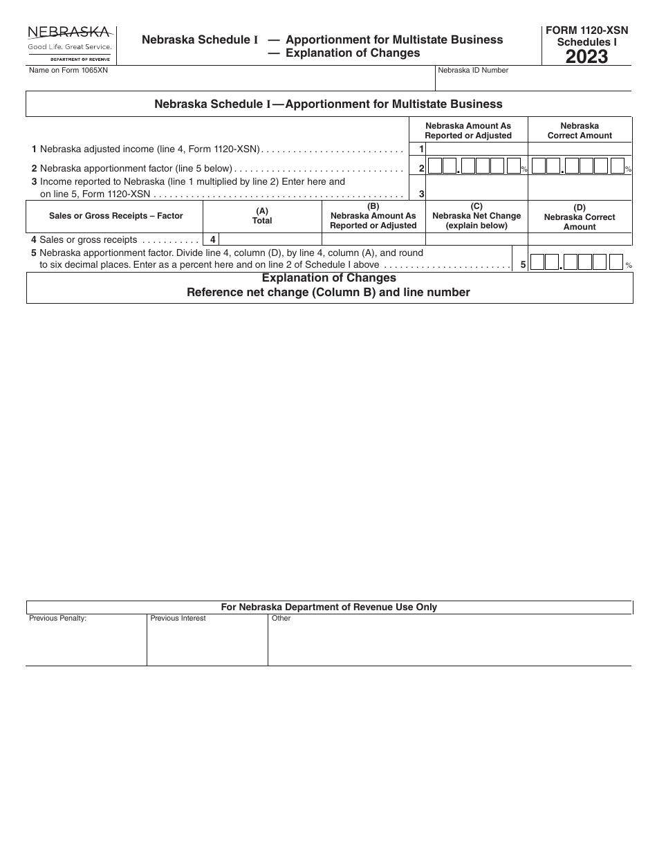 Form 1120-XSN Amended Nebraska S Corporation Income Tax Return - Nebraska, Page 3