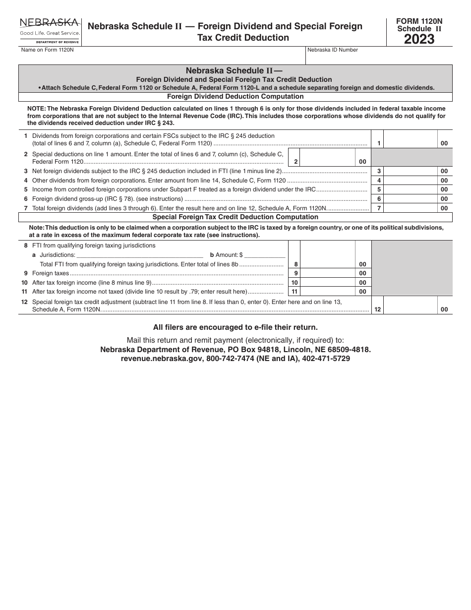 Form 1120N Download Fillable PDF or Fill Online Nebraska Corporation ...