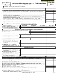 Document preview: Form 2210N Individual Underpayment of Estimated Tax - Nebraska, 2023