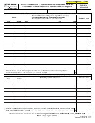 Form 56 Schedule I Tobacco Products Other Than Snuff and Consumable Material Imported or Manufactured and Exported - Nebraska