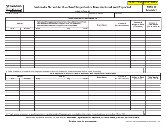 Form 56 Schedule II Snuff Imported or Manufactured and Exported - Nebraska