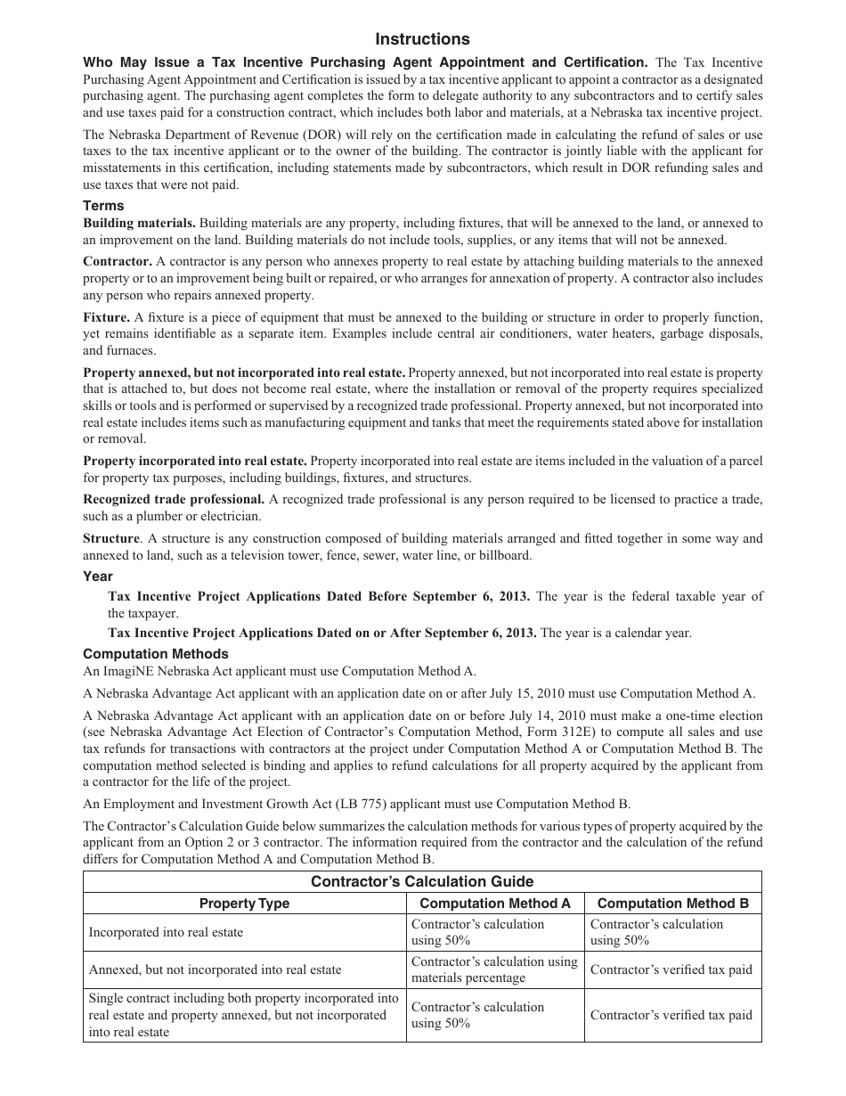 Form 312C Download Fillable PDF or Fill Online Tax Incentive Purchasing ...