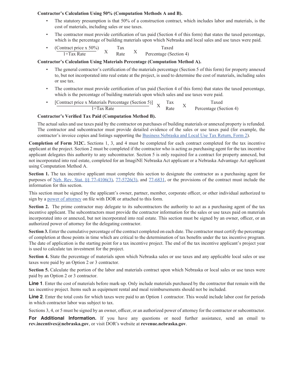 Form 312C Download Fillable PDF or Fill Online Tax Incentive Purchasing ...