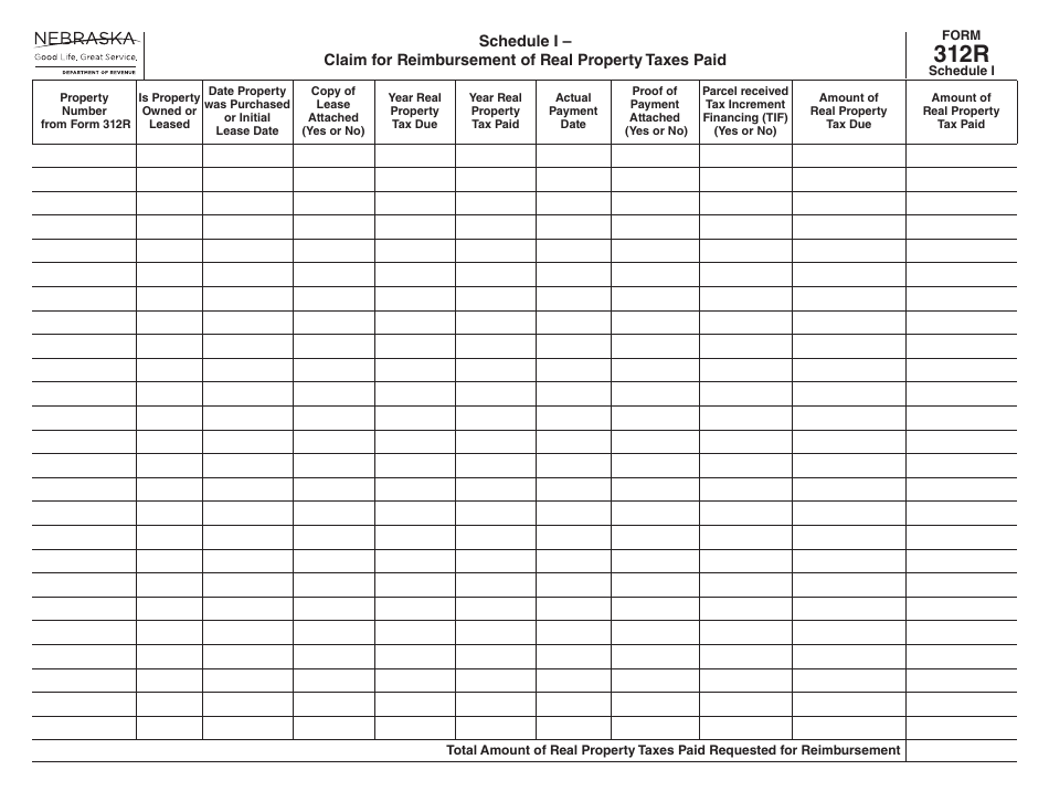 Form 312R Tax Incentive Claim for Reimbursement of Real Property Taxes Paid - Nebraska, Page 3