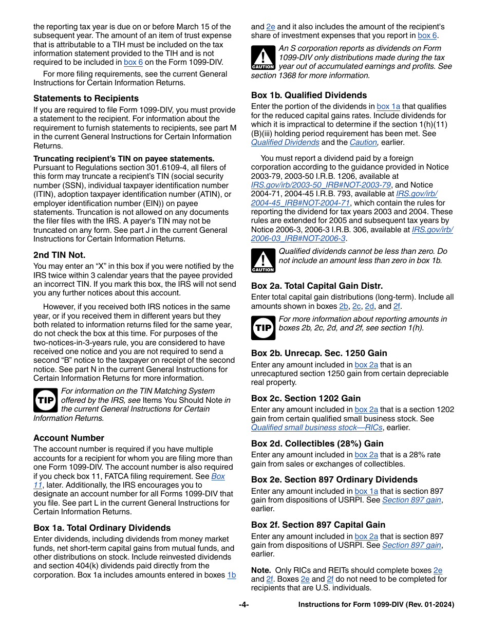 Instructions for IRS Form 1099-DIV Dividends and Distributions, Page 4