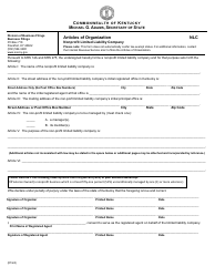 Document preview: Form NLC Articles of Organization - Nonprofit Limited Liability Company - Kentucky