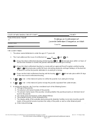 Form CR-219 Findings on Confinement of Juvenile Defendant Charged as an Adult - Wisconsin