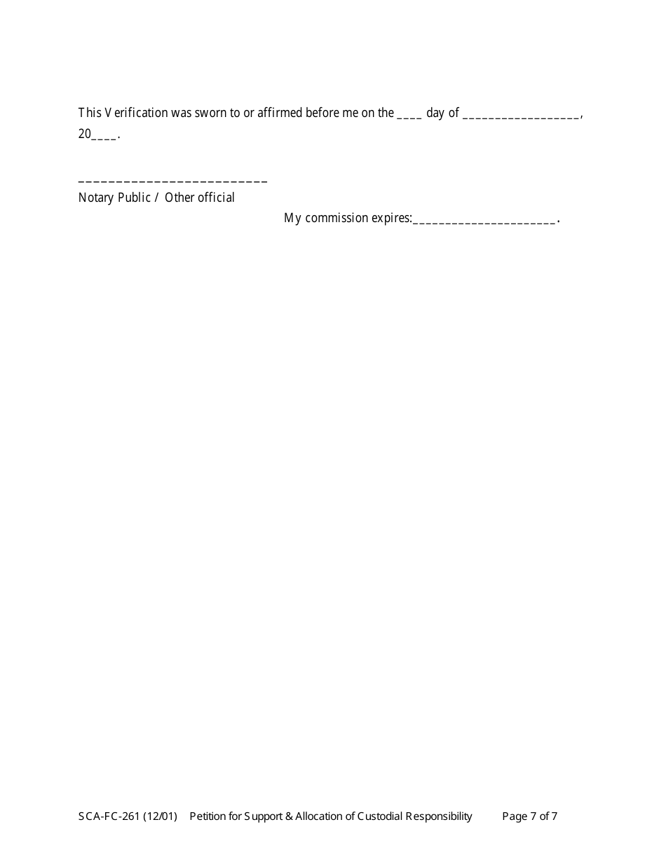 Form SCA-FC-261 Petition for Support and / or Allocation of Custodial Responsibility - West Virginia, Page 7