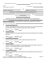 Form SCA-FC-128 Worksheet for Individual Proposed Parenting Plan - West Virginia