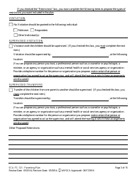 Form SCA-FC-121 Parenting Plan - West Virginia, Page 3