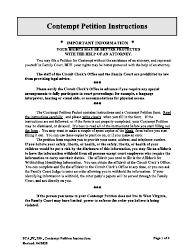Document preview: Instructions for Form SCA-FC-251 Petition for Contempt - West Virginia