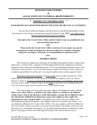 Document preview: Instructions for Form SCA-FC-261 Petition for Support and Allocation of Custodial Responsibilities - West Virginia