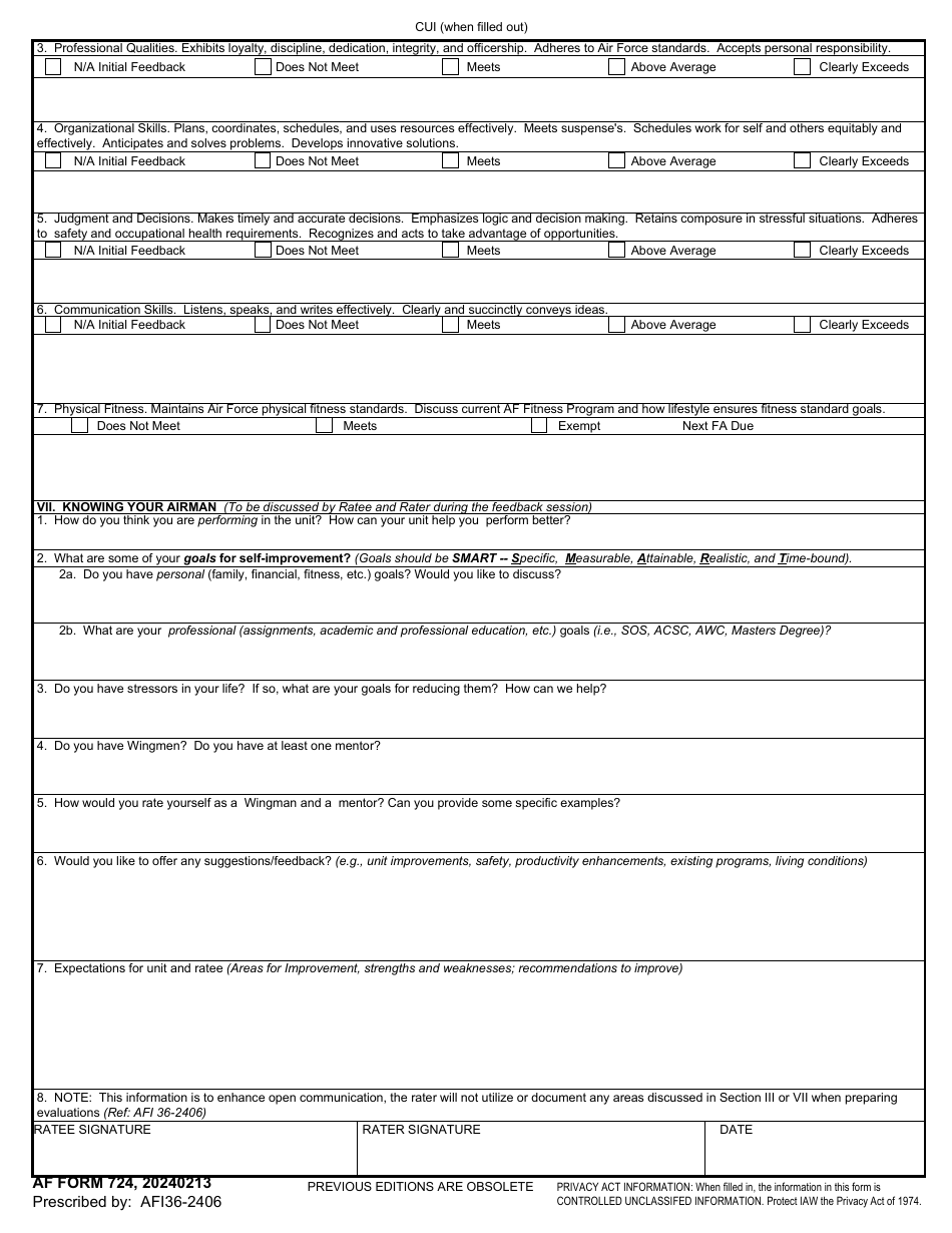 AF Form 724 Download Fillable PDF or Fill Online Airman Comprehensive ...