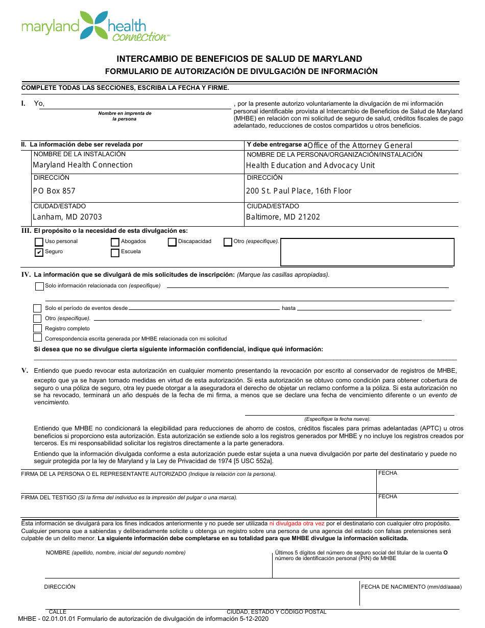 Oficina Del Fiscal General, Division De Proteccion Al Consumidor La Unidad De Educacion Y Defensa De La Salud Formulario De Reclamacion - Maryland (Spanish), Page 8