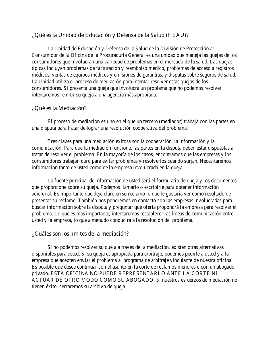 Formulario De Reclamaciones Del Consumidor - Maryland (Spanish), Page 3
