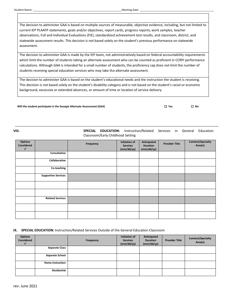 Individualized Education Program (Iep) - Georgia (United States), Page 11