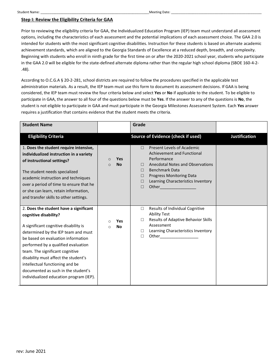 Individualized Education Program (Iep) - Georgia (United States), Page 9