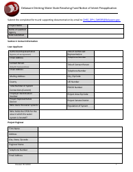 Delaware Drinking Water State Revolving Fund Notice of Intent Preapplication - Delaware