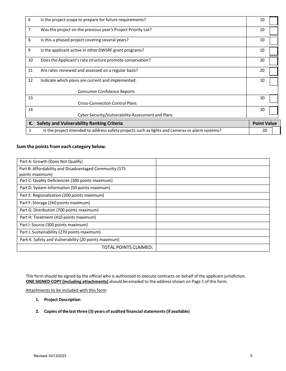 Delaware Drinking Water State Revolving Fund Notice of Intent Preapplication - Delaware, Page 5