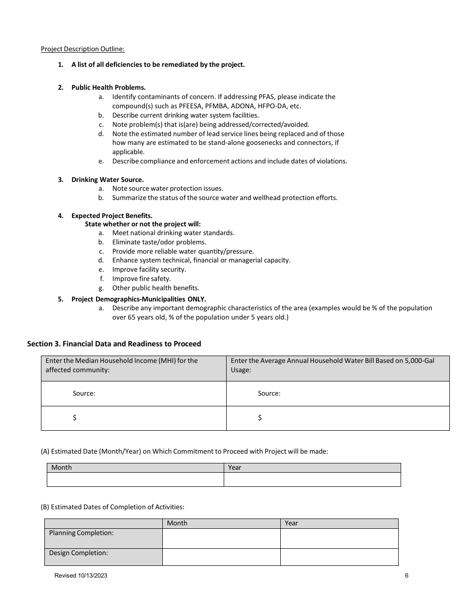 Delaware Drinking Water State Revolving Fund Notice of Intent Preapplication - Delaware, Page 6
