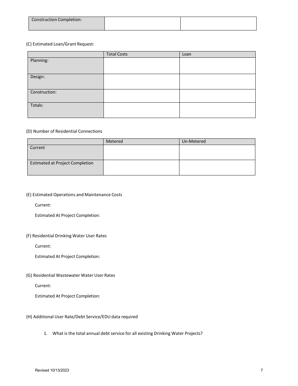 Delaware Drinking Water State Revolving Fund Notice of Intent Preapplication - Delaware, Page 7
