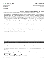 Form VG-118A Dppa Agreement - Vermont