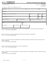 Document preview: Form VN-069 Cdl Driver Training Instructor Application - Vermont