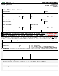 Document preview: Form VT-019 Title Changes/Adding a Lien - Vermont