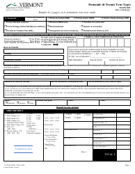 Form VL-021FR Application for License/Permit - Vermont (French)