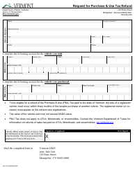 Document preview: Form VD-115 Request for Purchase & Use Tax Refund - Vermont