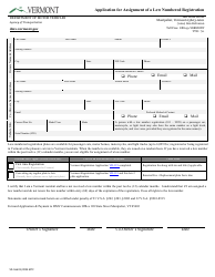 Document preview: Form VD-166 Application for Assignment of a Low Numbered Registration - Vermont