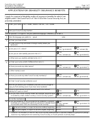 Form SSA-16 Application for Disability Insurance Benefits