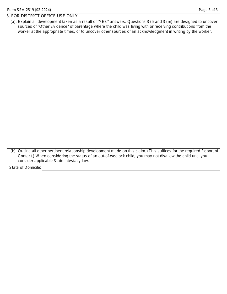 Form SSA-2519 Child Relationship Statement, Page 3