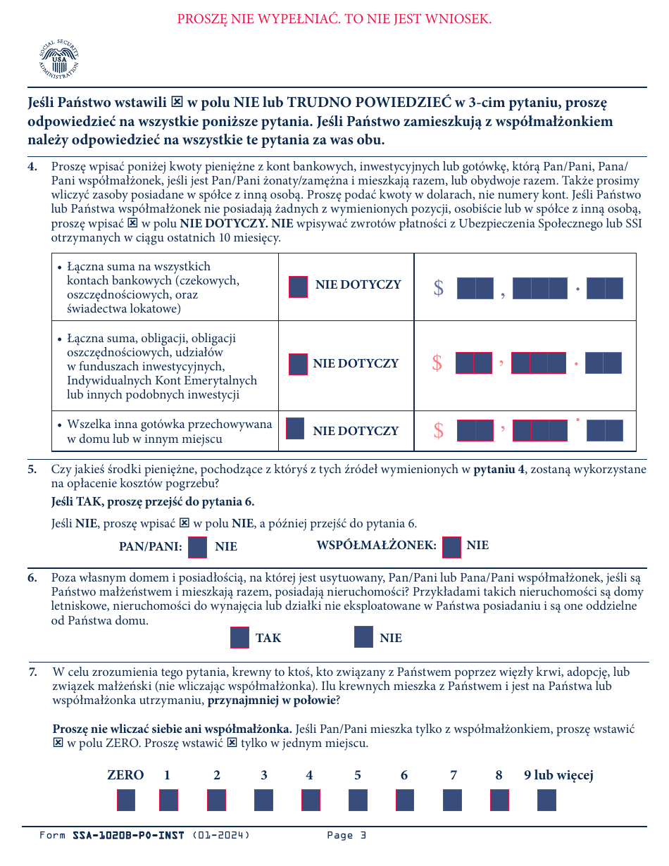 Instructions for Form SSA-1020 Application for Extra Help With Medicare Prescription Drug Plan Costs (Polish), Page 4