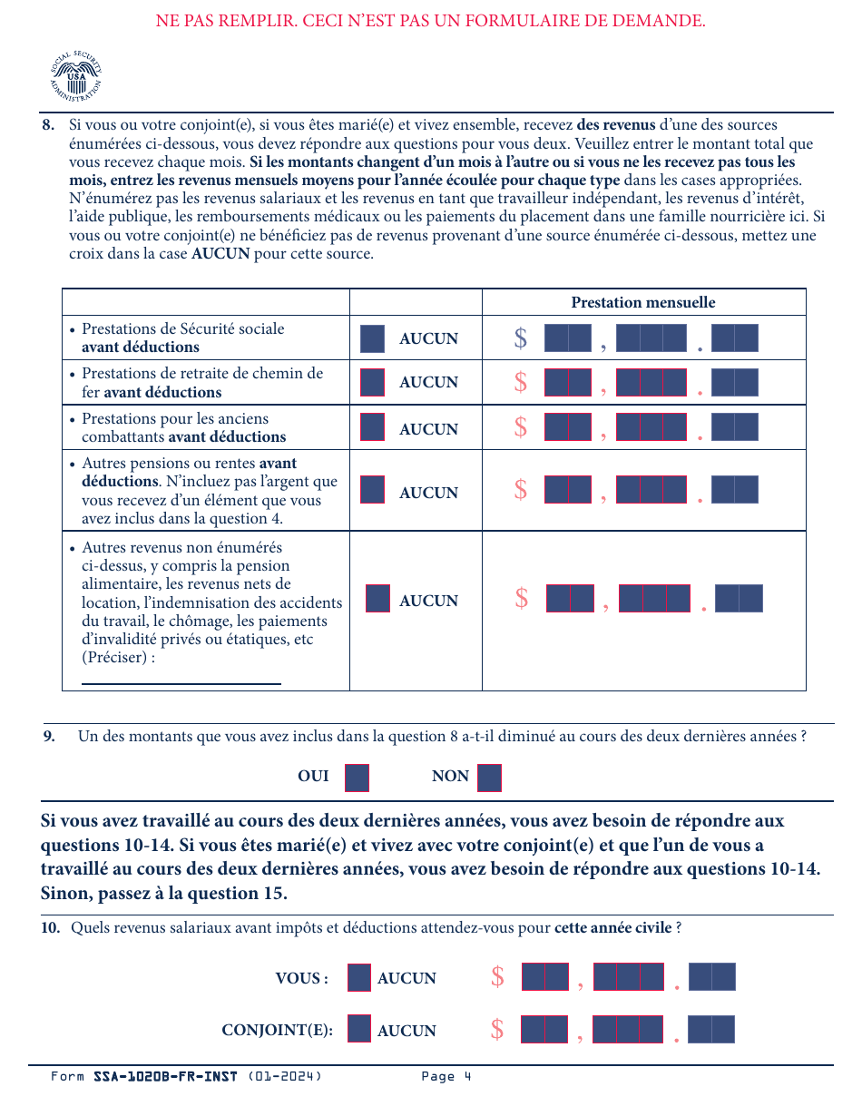 Instructions for Form SSA-1020 Application for Extra Help With Medicare Prescription Drug Plan Costs (French), Page 5
