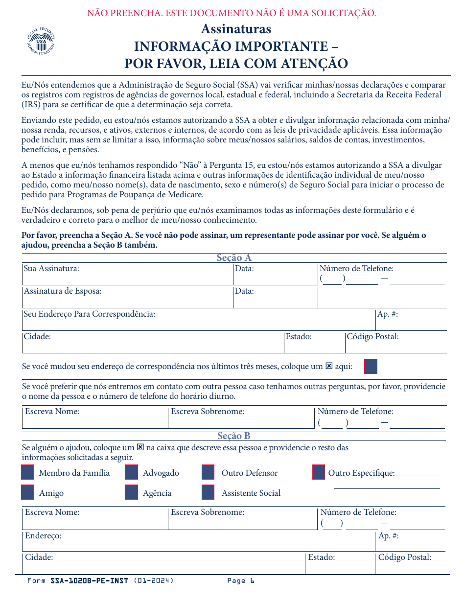 Instructions for Form SSA-1020 Application for Extra Help With Medicare Prescription Drug Plan Costs (Portuguese), Page 7