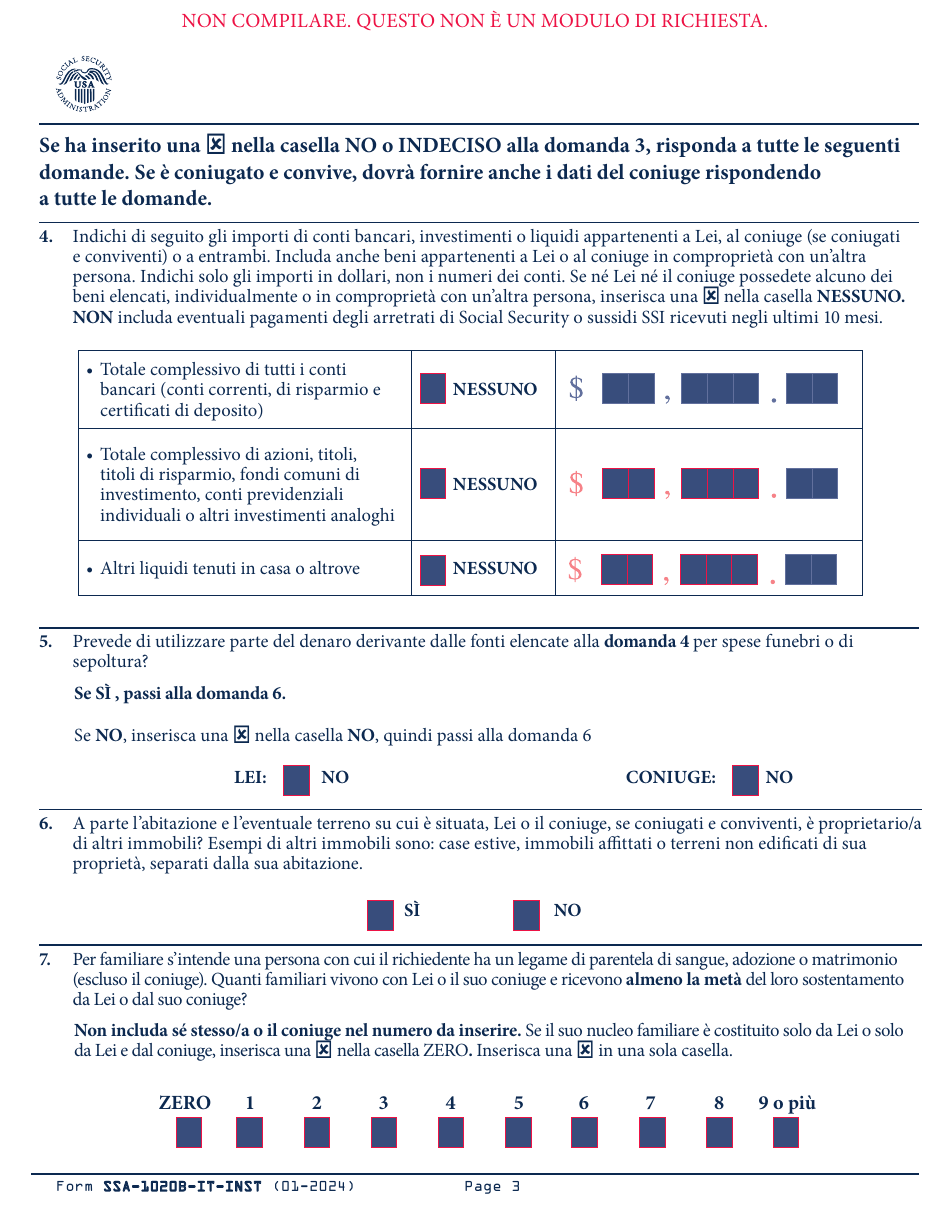 Instructions for Form SSA-1020 Application for Extra Help With Medicare Prescription Drug Plan Costs (Italian), Page 4