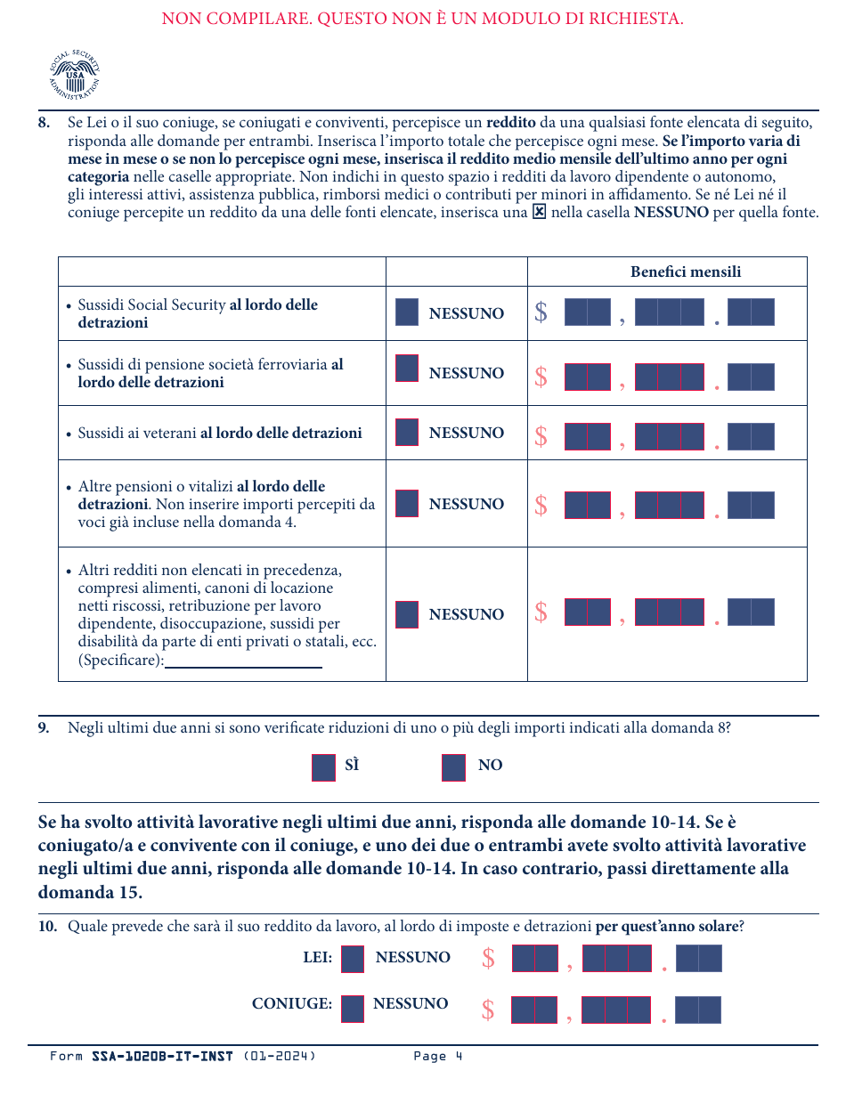 Instructions for Form SSA-1020 Application for Extra Help With Medicare Prescription Drug Plan Costs (Italian), Page 5