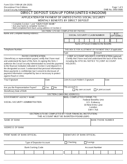 Form SSA-1199-UK  Printable Pdf