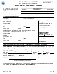 CBP Form 339A Annual User Fee Decal Request - Aircraft