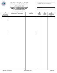 Document preview: CBP Form 214C Application for Foreign-Trade Zone Admission and/or Status Designation Continuation Sheet